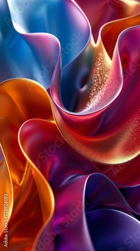 Abstract Painting of Wavy Lines and Colors