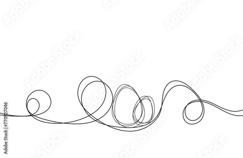 Easter egg line drawing on white background vector illustration. Easter egg one line drawing.Continuous line drawing of simple egg. Vector outline Easter Egg. Happy Easter concept.