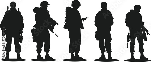 USA Soldier Army Silhouette Vector Illustration