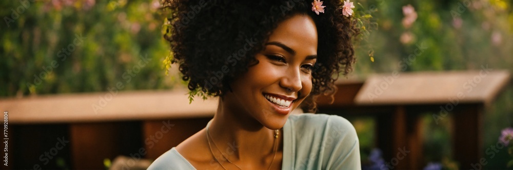 Image prompt of a woman with a radiant smile Image prompt of a woman with a radiant smile