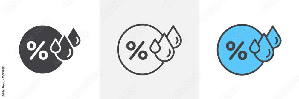 Indoor Humidity Level and Air Quality Icons. Water Vapor Measurement and Environmental Symbols. Indoor Humidity Level and Air Quality Icons. Water Vapor Measurement and Environmental Symbols.