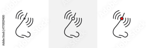 Sinus Discomfort and Nose Pain Icons. Allergy Relief and Nasal Health Symbols.