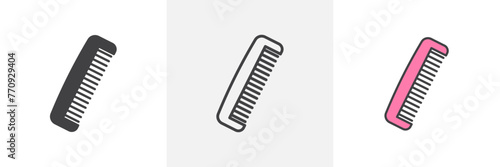 Hairstyle Maintenance Brush and Comb Icons. Barber Tool and Hair Accessory Symbols.