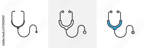 Healthcare Stethoscope and Medical Icons. Diagnostic Tool and Doctor's Equipment Symbols.