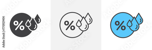 Indoor Humidity Level and Air Quality Icons. Water Vapor Measurement and Environmental Symbols.