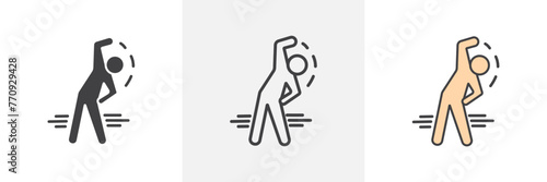 Exercise Routine and Fitness Icons. Workout Activity and Physical Health Symbols.