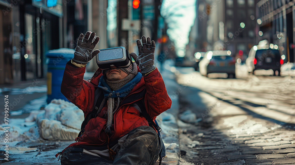 portrait of a person with a VR camera portrait of a person with a VR camera