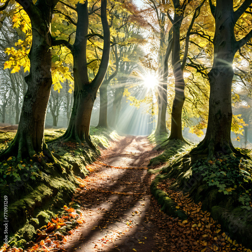 Ścieżka w lesie w słoneczny dzień © Bartosz