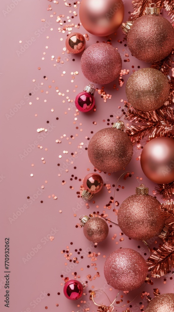 Group of Blue and Red Ornaments on Pink Background Group of Blue and Red Ornaments on Pink Background