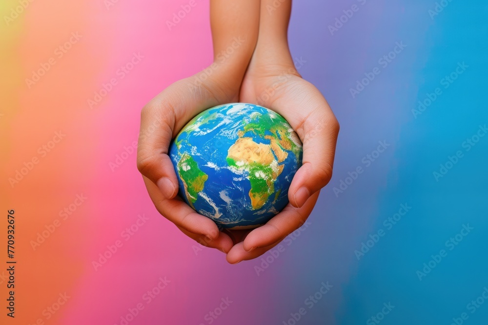 hands hold a miniature Earth , symbolizing care and responsibility for our planet. hands hold a miniature Earth , symbolizing care and responsibility for our planet.
