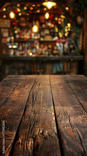 Wooden Table Top at Bar