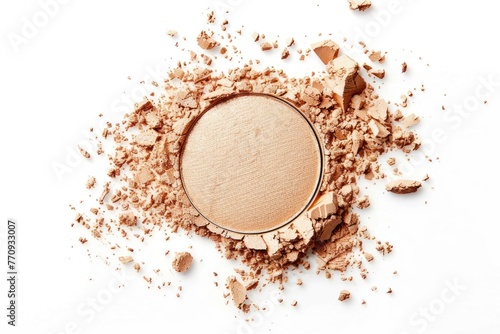 Makeup powder sample on white background