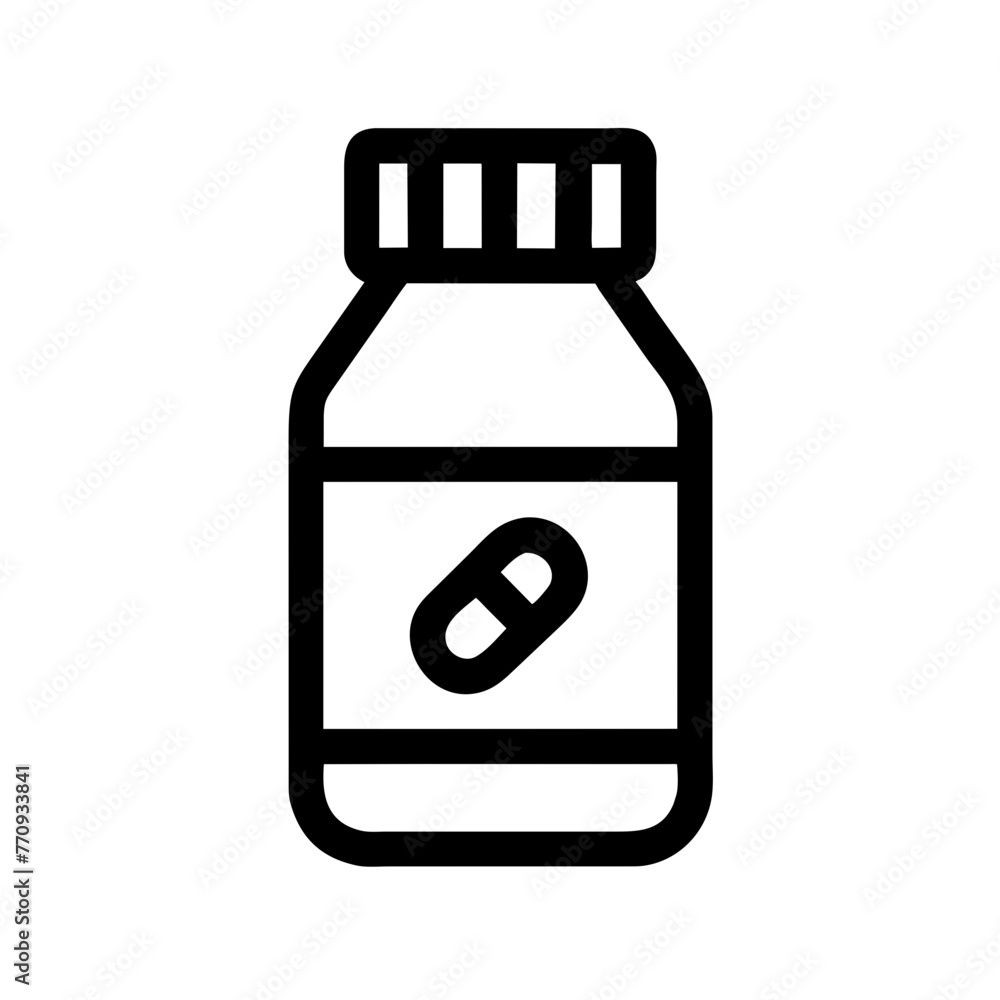 Pill Bottle silhouette vector illustration icon.
Pill Bottle silhouette vector illustration icon.