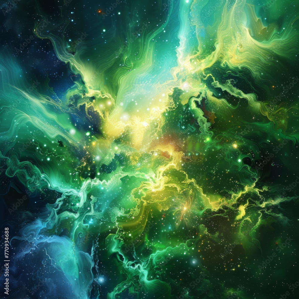Fototapeta premium Explosive waves of cosmic energy. Abstract colored background.