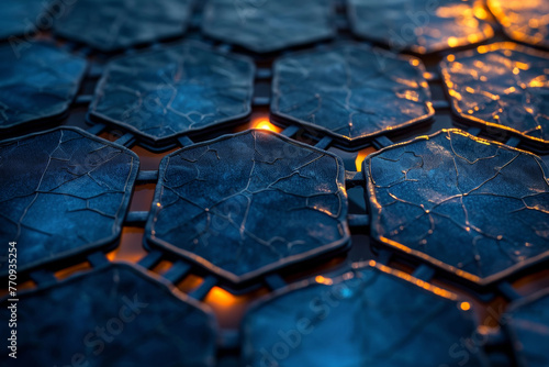 Close-Up of Textured Solar Panels at Sunset