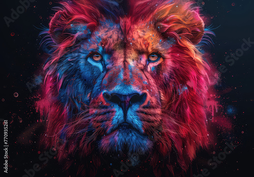 Lion head portrait. Created with Ai