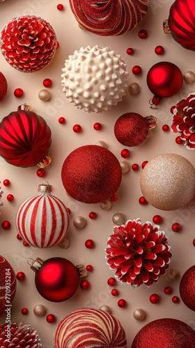 Red and White Christmas Ornaments Arrangement