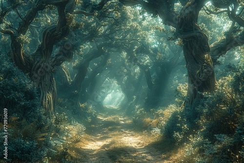 Tree-Lined Forest Path © Ilugram