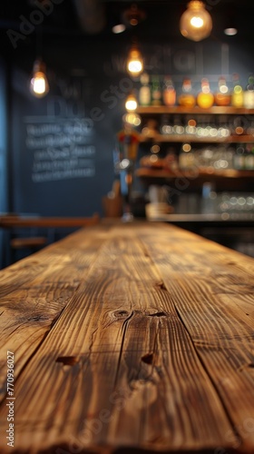 Wooden Table Top at Bar