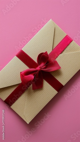 Paper Wrapped With Red Ribbon