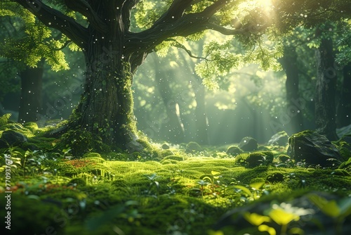 Lush Green Forest Teeming With Trees