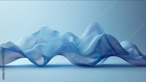 Wallpaper Mural Three-dimensional blue webs inside a light blue room. Technology-themed background with waves of imaginary lines. Torontodigital.ca