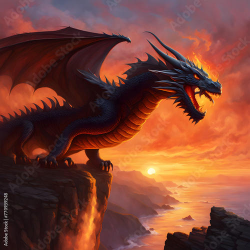 dragon at sunset