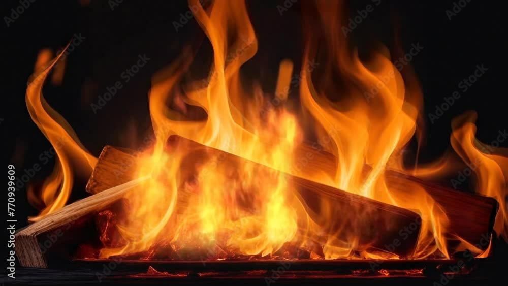 Highly Detail Fire Line Isolated On Black Background. Realistic Flames. Closeup of burning hot bonfire fire sparks. Fire Particles Highly Detail Fire Line Isolated On Black Background. Realistic Flames. Closeup of burning hot bonfire fire sparks. Fire Particles