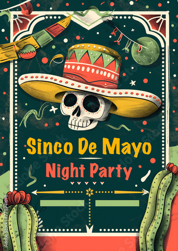 Sinco de Mayo Night Party invitation flyer photo