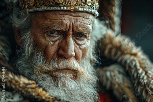Regal Elderly Man Wearing Crown