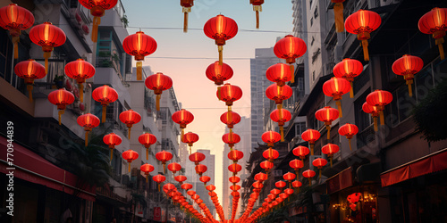 Lanternes Rouges Du Nouvel An Chinois Chinatown Bangkok