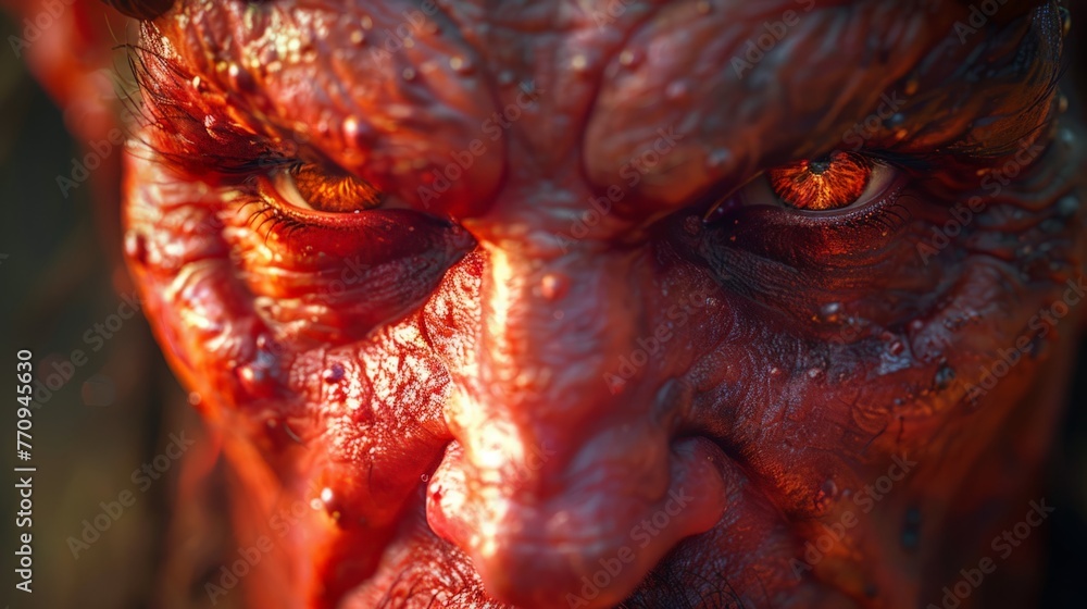 Close up of Demonic Man With Blood