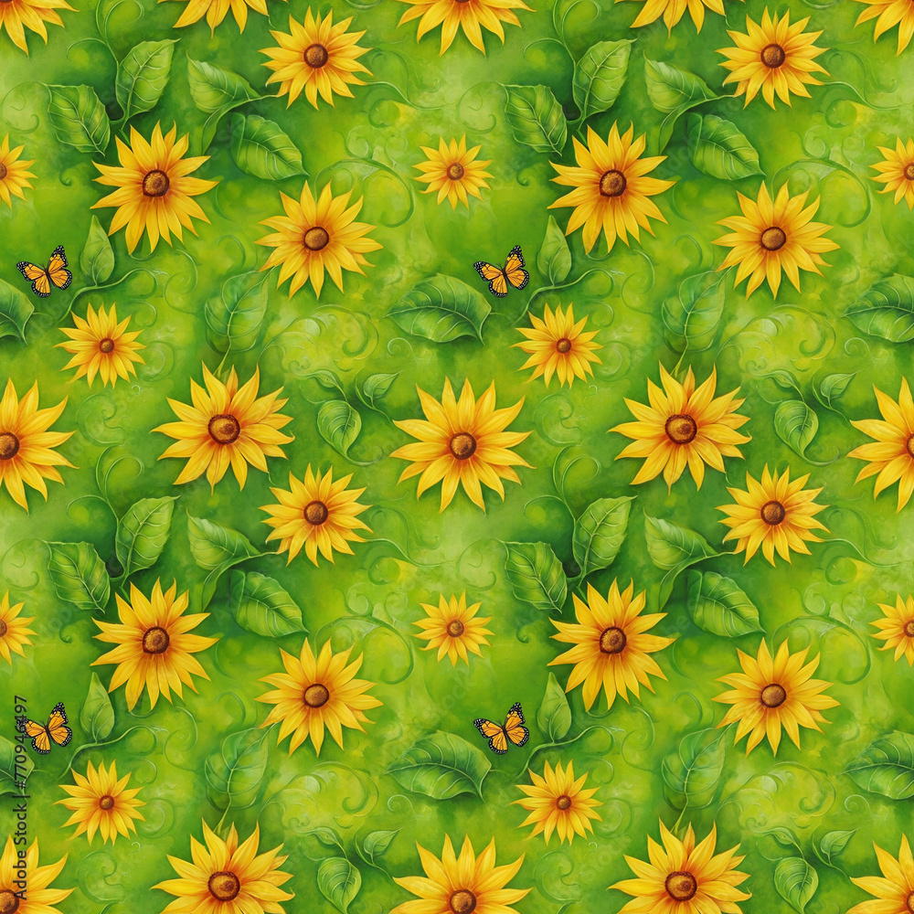 Abstract seamless natural pattern with flowers and leaves Abstract seamless natural pattern with flowers and leaves