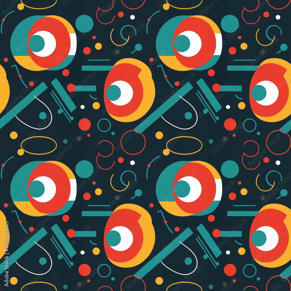 Obraz premium Abstract seamless pattern with flat geometric shapes