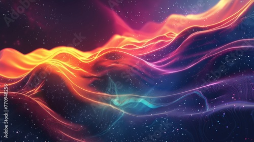 Explosive waves of cosmic energy. Abstract colored background.