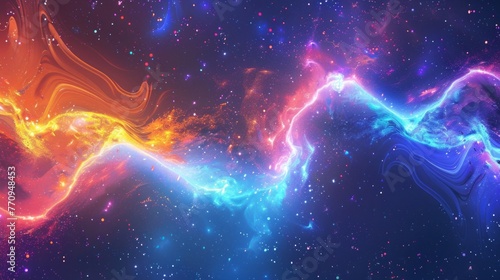 Explosive waves of cosmic energy. Abstract colored background.