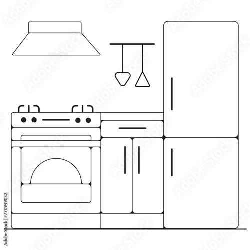 Vector illustration for kitchen interior - Furniture signs