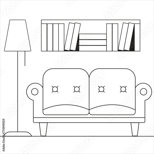 Vector illustration for living room interior - Furniture signs