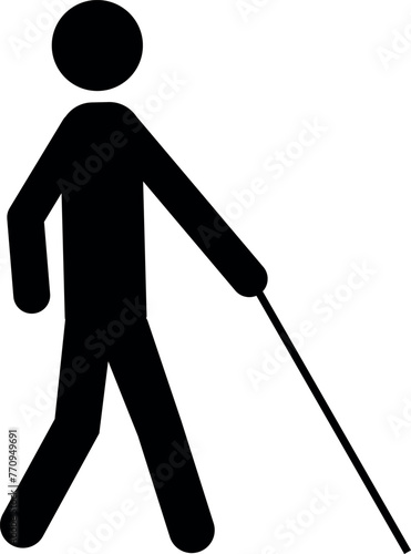 Blind person walking sign. Disability signs and symbols.