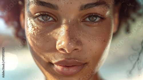Radiant beauty portrayed through the flawless, dewy skin of a young woman, symbolizing the efficacy of advanced skincare techniques.