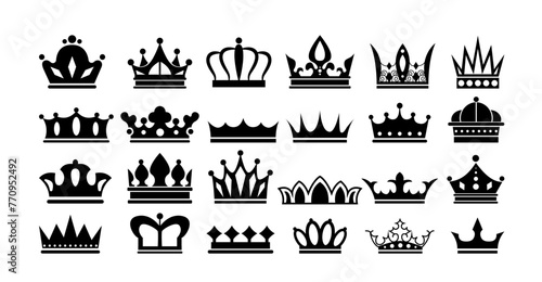 Set of black crowns vector