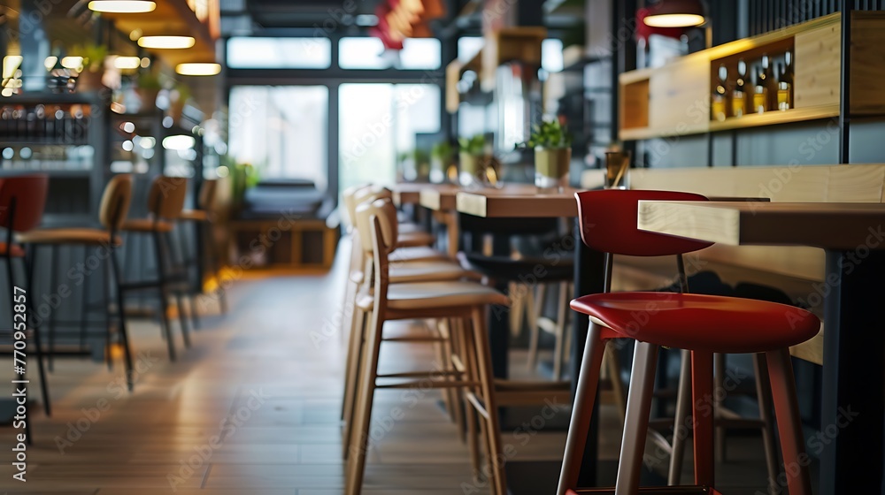 Empty modern cafe interior with chairs and table Empty modern cafe interior with chairs and table