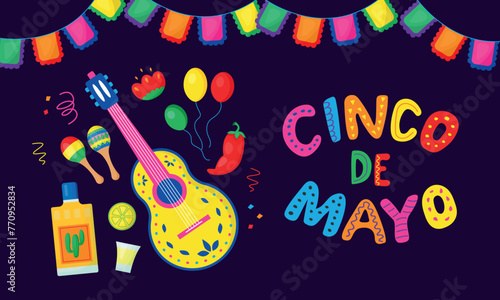 Vector banner for Cinco De Mayo celebration background. Cinco De Mayo holiday banner. Cinco de mayo design for Mexican party