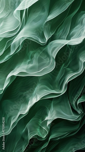 Close Up of Wavy Green Fabric