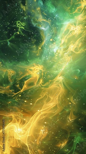 Explosive waves of cosmic energy. Abstract colored background.