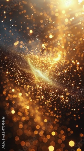 Blurry Gold Lights on Black Background