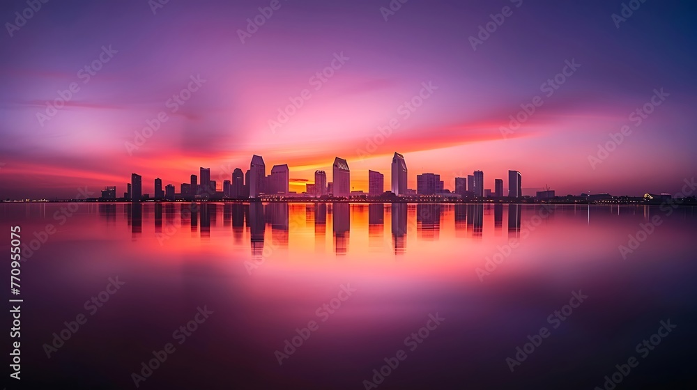San Diego, California wide most panoramic iconic city skyline - Generative AI