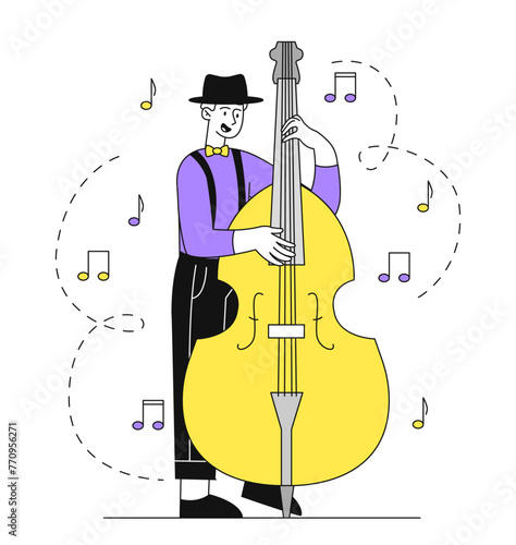 Double bass player vector simple