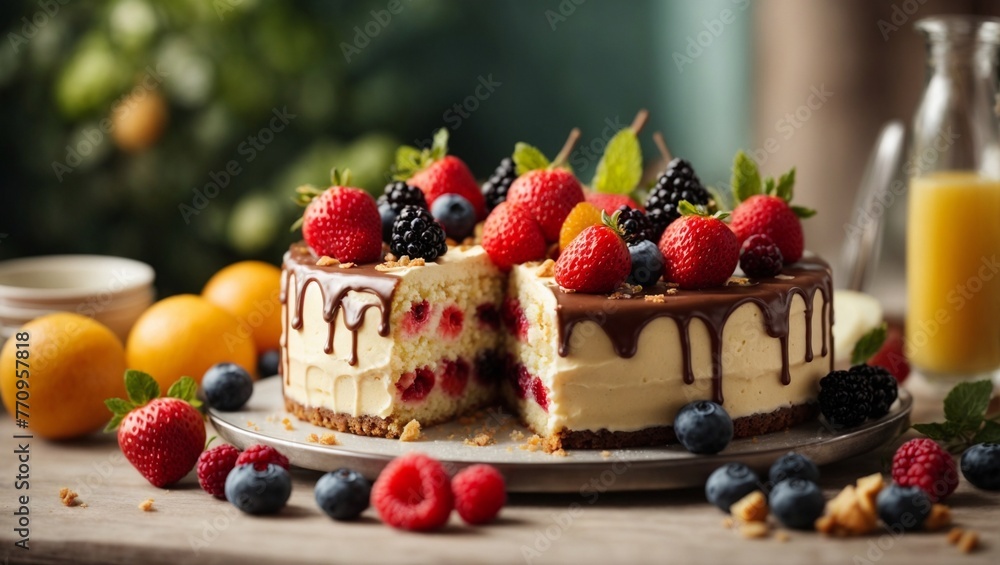 Delicious cake with fruits Delicious cake with fruits