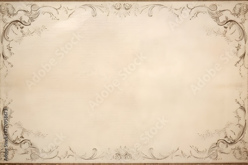vintage empty frame in retro style on old yellow kraft paper, suitable for creating vintage postcards, posters, announcements and invitations with space for text
